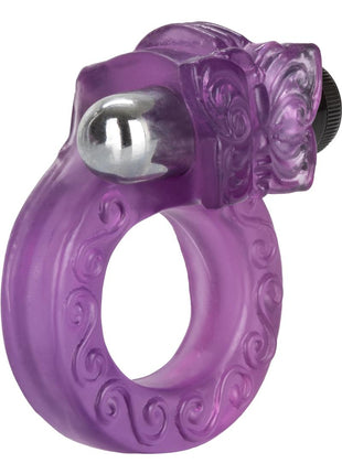 Intimate Butterfly Ring Vibrating Cock Ring with Clitoral Stimulation - Purple