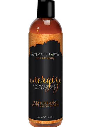 Intimate Earth Energize Aromatherapy Massage Oil Fresh Orange and Wild Ginger - 4oz