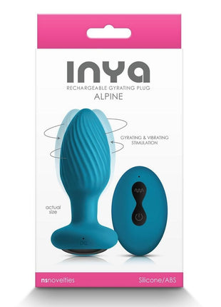 Inya Alpine Rechargeable Silicone Anal Plug with Remote Control - Teal
