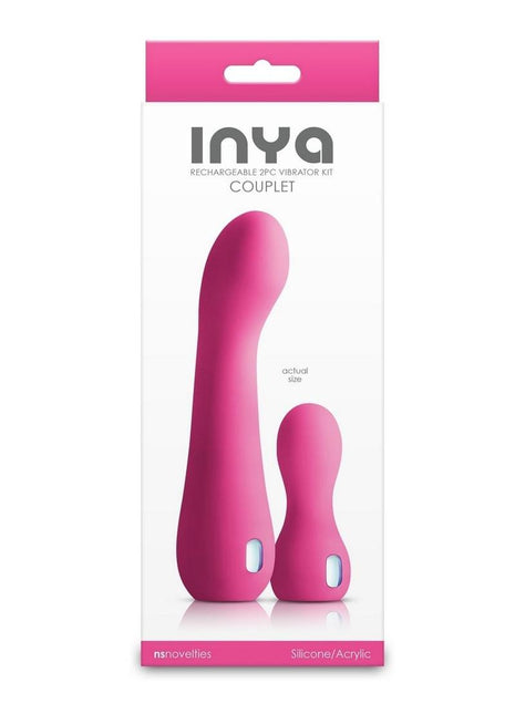 Inya Couplet Rechargeable Silicone Vibrators - Pink - 2pc/Set