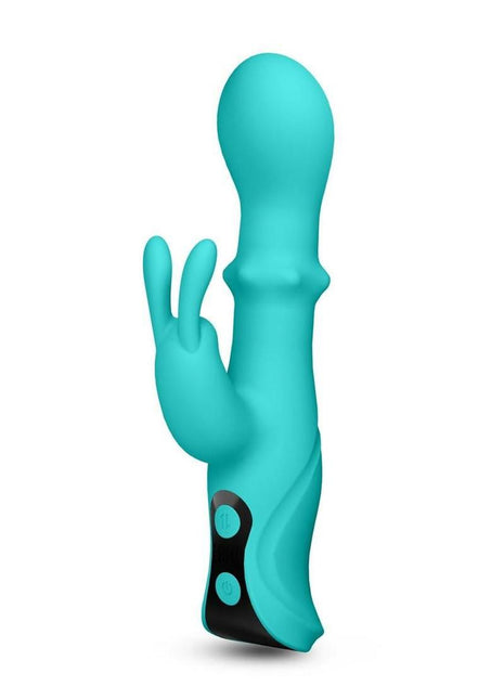 Inya Cyberluxe Rechargeable Silicone Rabbit Vibrator - Aqua/Blue