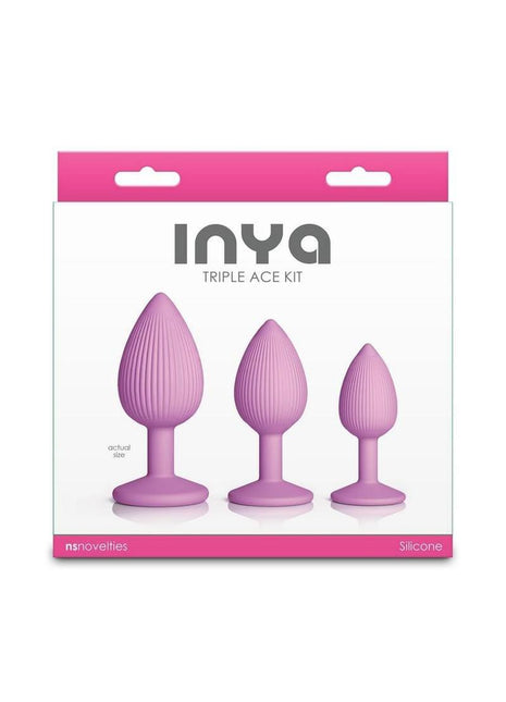 Inya Triple Ace Kit Silicone Lube Channel Anal Plugs - Pink - 3 Piece