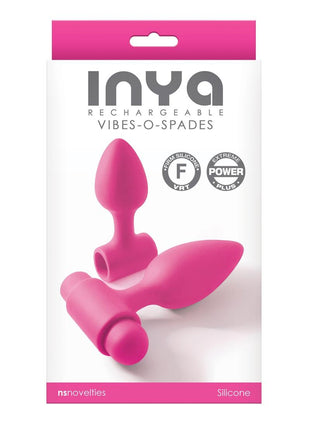 Inya Vibes-O-Spades Rechargeable Vibrating Silicone Butt Plug - Pink - Set