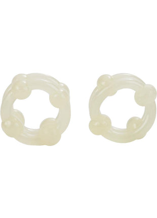 Island Rings Double Stacker Cock Rings - Glow In The Dark/White - 2 Piece Set