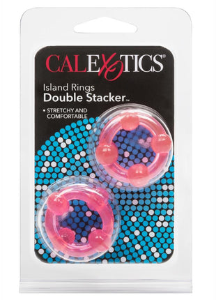 Island Rings Double Stacker Cock Rings - Pink - 2 Piece Set