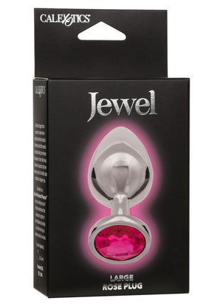Jewel Rose Aluminum Anal Plug - Metal/Pink - Large