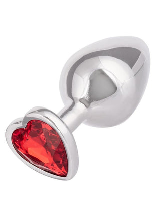 Jewel Ruby Heart Aluminum Anal Plug - Metal/Red - Large