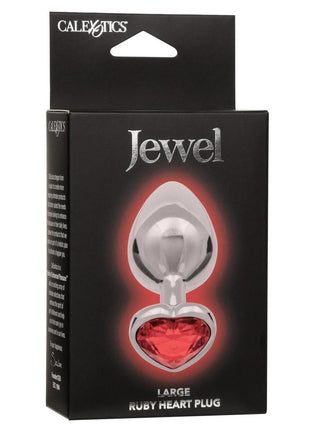 Jewel Ruby Heart Aluminum Anal Plug - Metal/Red - Large