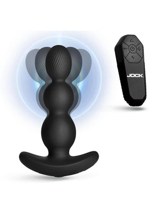 Jock Gyro-X Gyrating and Vibrating Rechargeable Silicone Anal Plug with Remote Control - Black