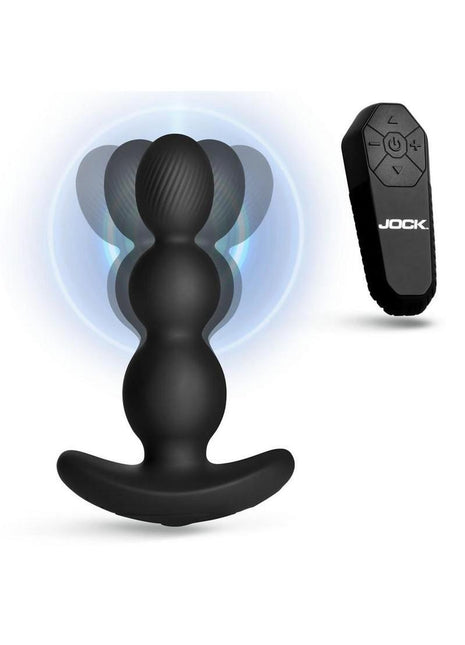 Jock Gyro-X Gyrating and Vibrating Rechargeable Silicone Anal Plug with Remote Control - Black