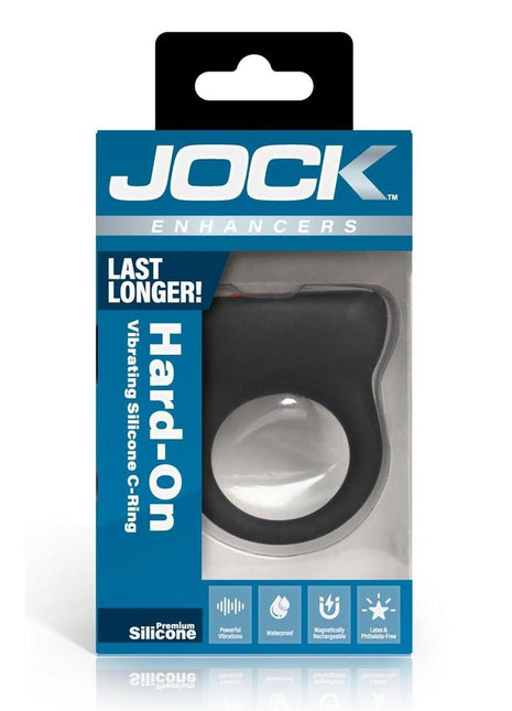 Jock Hard-On Vibrating Rechargeable Silicone Cock Ring - Black
