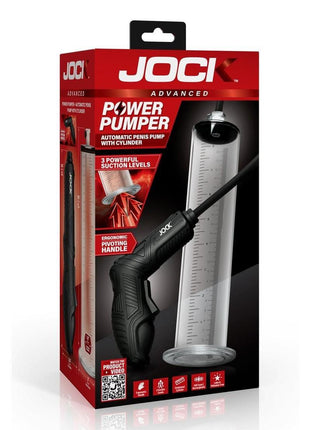 Jock Power Pumper Automatic Penis Pump with Cylinder - Black/Clear