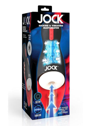 Jock Sucking and Vibrating Rechargeable Masturbator - Black/Red/White