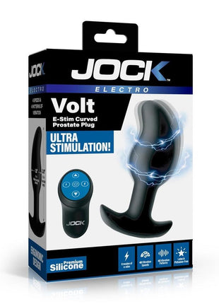 Jock Volt E-Stim Silicone Curved Prostate Plug - Black