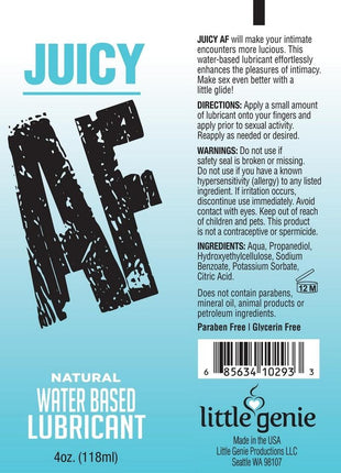 Juicy AF Natural Water Based Lubricant - 2oz