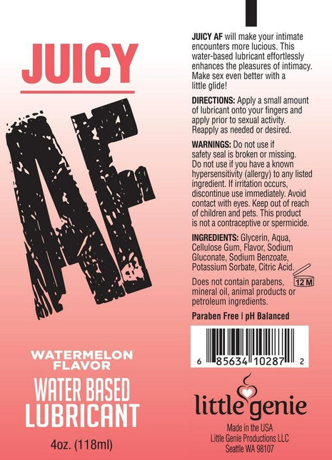 Juicy AF Water Based Flavored Lubricant Watermelon - 2oz.