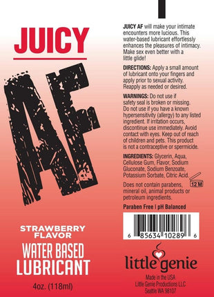 Juicy AF Water Based Flavored Lubricant Strawberry - 4oz