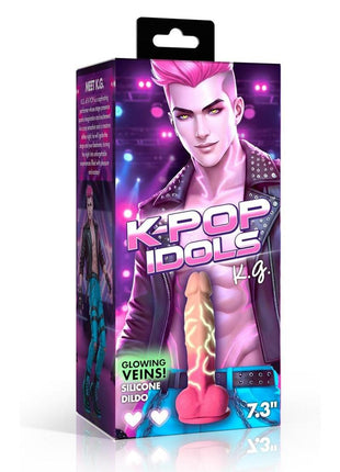 K Pop K.g. Glow In The Dark Silicone Dildo with Balls - Vanilla
