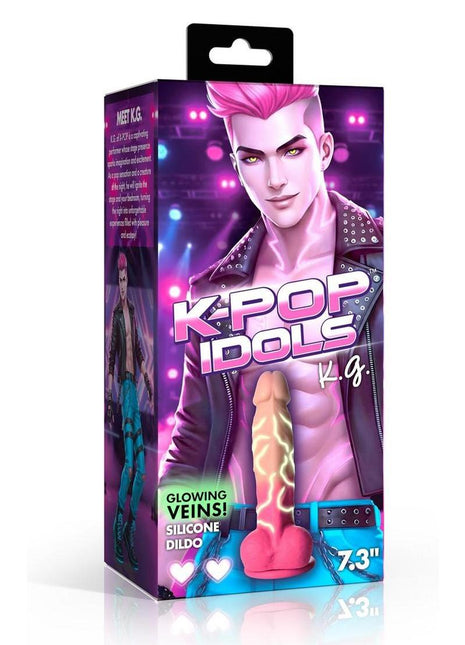 K Pop K.g. Glow In The Dark Silicone Dildo with Balls - Vanilla