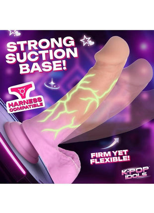 K Pop Taeon Glow In The Dark Silicone Dildo with Balls