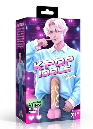 K Pop Taeon Glow In The Dark Silicone Dildo with Balls - Vanilla