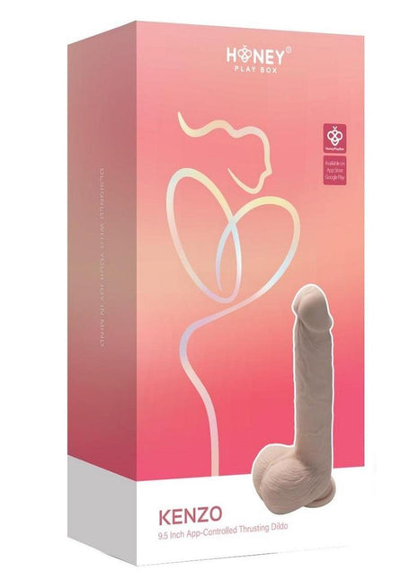 Kenzo App Controlled Big Realistic Thrusting Rechargeable Silicone Dildo - Caramel - 9.5 In