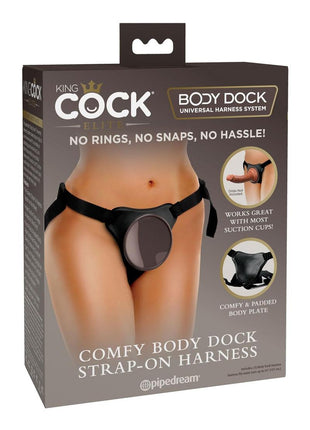 King Cock Elite Comfy Body Dock Harness System - Black