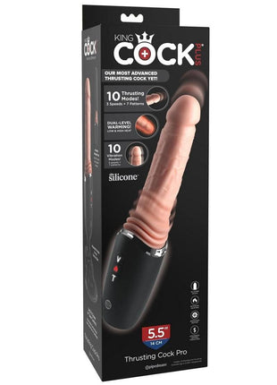 King Cock Plus Thrusting Cock Pro Rechargeable Silicone Dildo - Vanilla - 5.5in