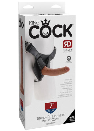 King Cock Strap-On Harness with Dildo - Caramel/Tan - 7in