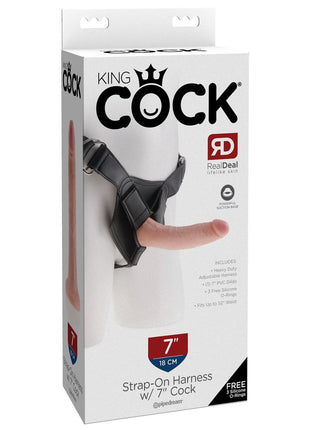 King Cock Strap-On Harness with Dildo - Vanilla - 7in