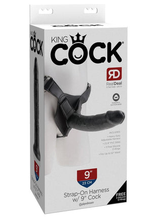 King Cock Strap-On Harness with Dildo - Black - 9in