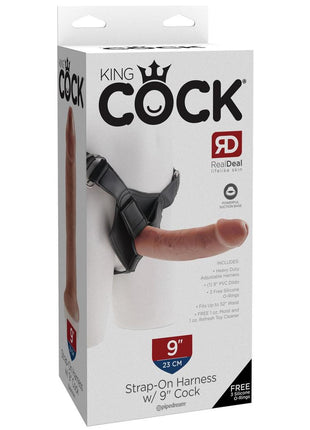 King Cock Strap-On Harness with Dildo - Caramel/Tan - 9in