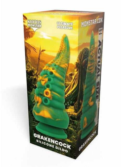 Kiotos Monstar Cox Grakencock Silicone Dildo with Suction Cup - Green/Yellow