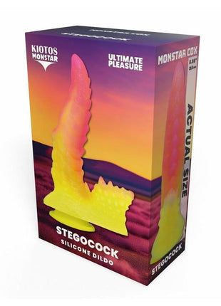 Kiotos Monstar Cox Stegocock Silicone Dildo with Suction Cup - Red/Yellow