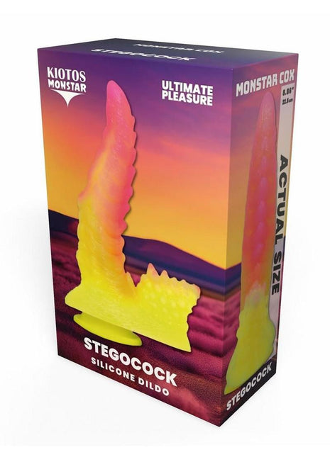 Kiotos Monstar Cox Stegocock Silicone Dildo with Suction Cup - Red/Yellow