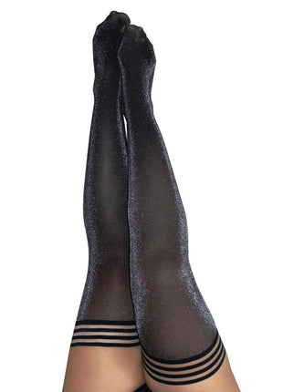 Kixies Kaylee Shimmer Thigh High Tights - Size B - Grey - Medium