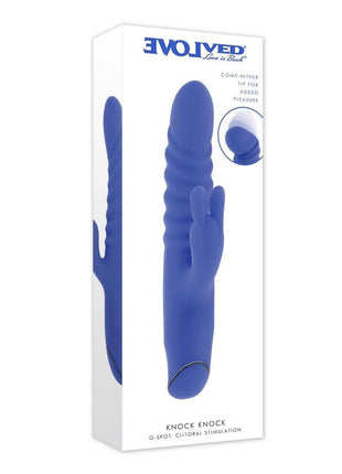 Knock Knock Rechargeable Silicone Rabbit Vibrator - Blue