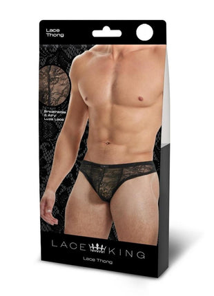 Lace King Lace Thong - Black - Large/XLarge