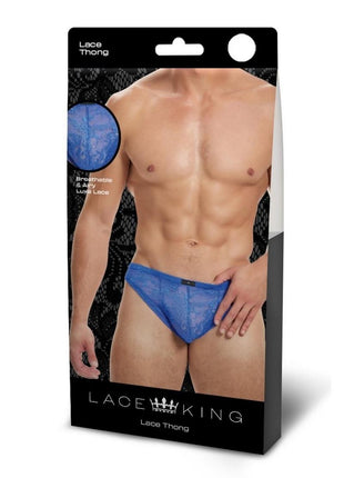 Lace King Lace Thong - Blue - Large/XLarge