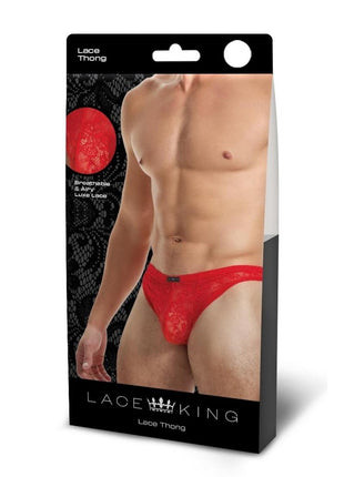 Lace King Lace Thong - Medlum - Red - Large/Medium