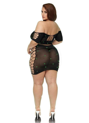 Lapdance Lingerie Diamond Crop Top and Skirt Set (2 Piece) - Queen Size
