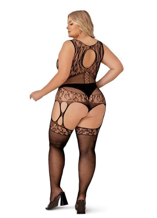 Lapdance Lingerie Fishnet and Lace Catsuit - Queen Size