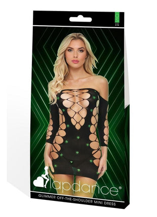 Lapdance Lingerie Glimmer Off The Shoulder Minidress - Os - Glow In The Dark