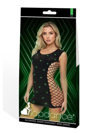 Lapdance Lingerie Glowing Gems Fencenet Minidress - Os - Glow In The Dark