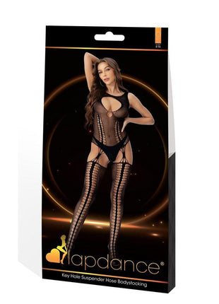 Lapdance Lingerie Keyhole Suspender Hose Bodystocking - Os - Black