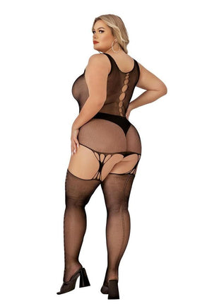 Lapdance Lingerie Keyhole Suspender Hose Bodystocking - Queen Size