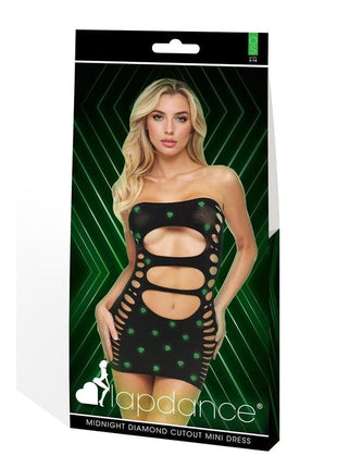Lapdance Lingerie Midnight Diamond Cutout Mini Dress - Os - Glow In The Dark