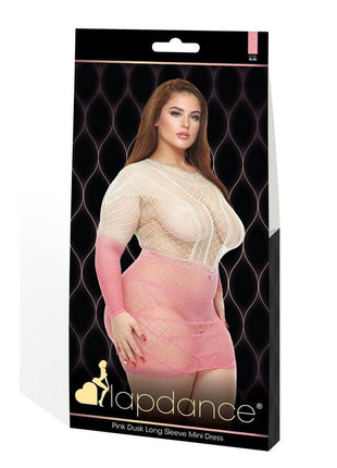 Lapdance Lingerie Pink Dusk Long Sleeve Mini Dress - Queen Size