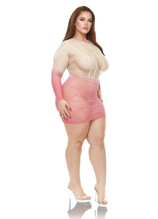 Lapdance Lingerie Pink Dusk Long Sleeve Mini Dress - Queen Size