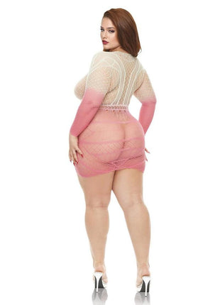 Lapdance Lingerie Pink Dusk Long Sleeve Mini Dress - Queen Size